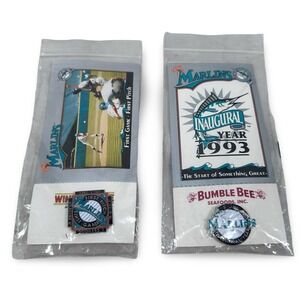 Vintage Florida Marlins 1993 Inaugural Season Lapel Pins Lot of 2 90s MLB Gray